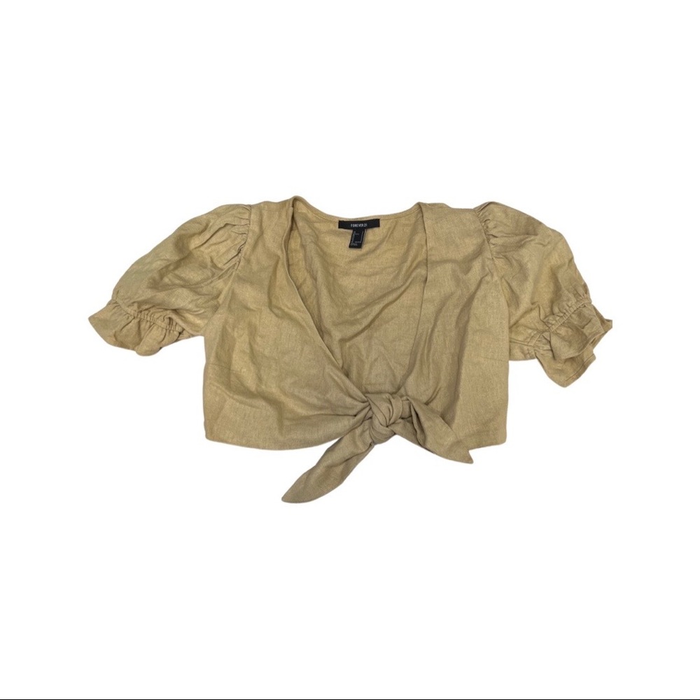 F21 Cropped linen blend top